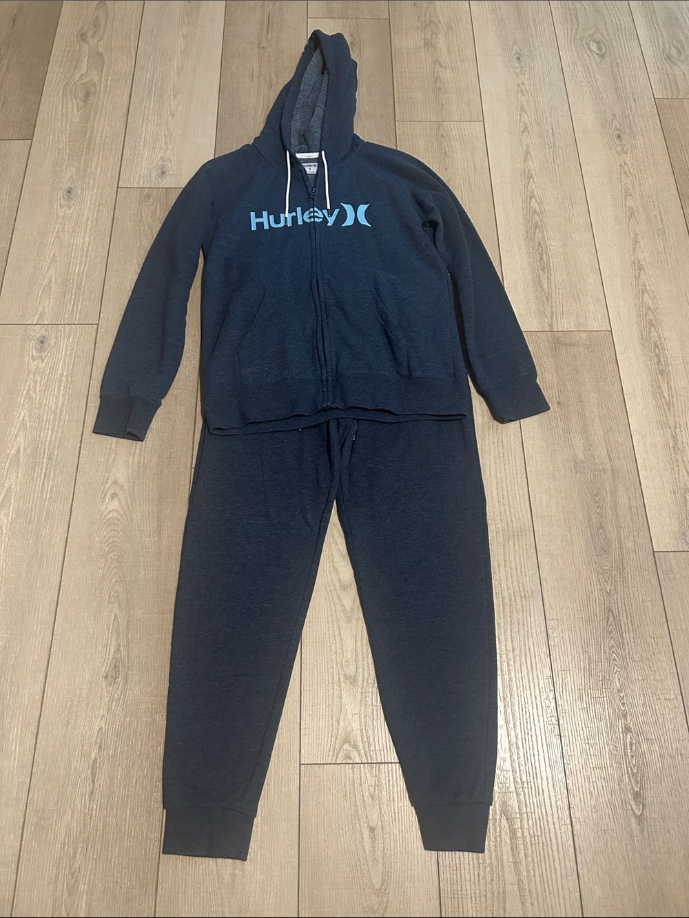 Hurley Navy Blue Hooded Track Pants & Joggers Set with Light Blue Logo